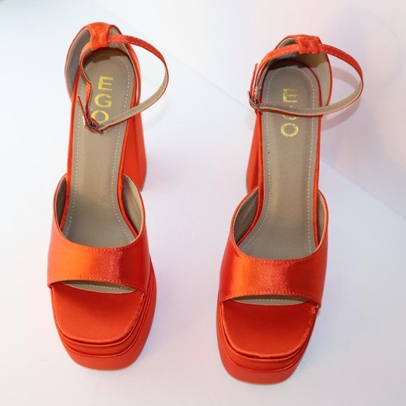 Ego bright orange platform peeptoe heels size 9 - Picture 2 of 5